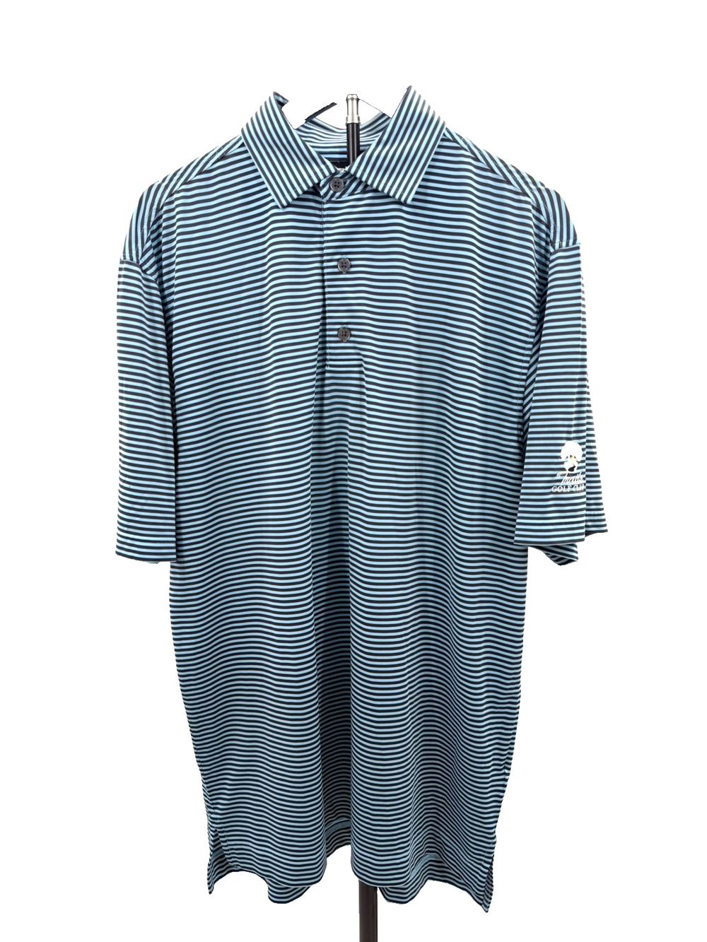 FOOTJOY Men's Short Sleeve Blue Stripe Polo Medium EUC